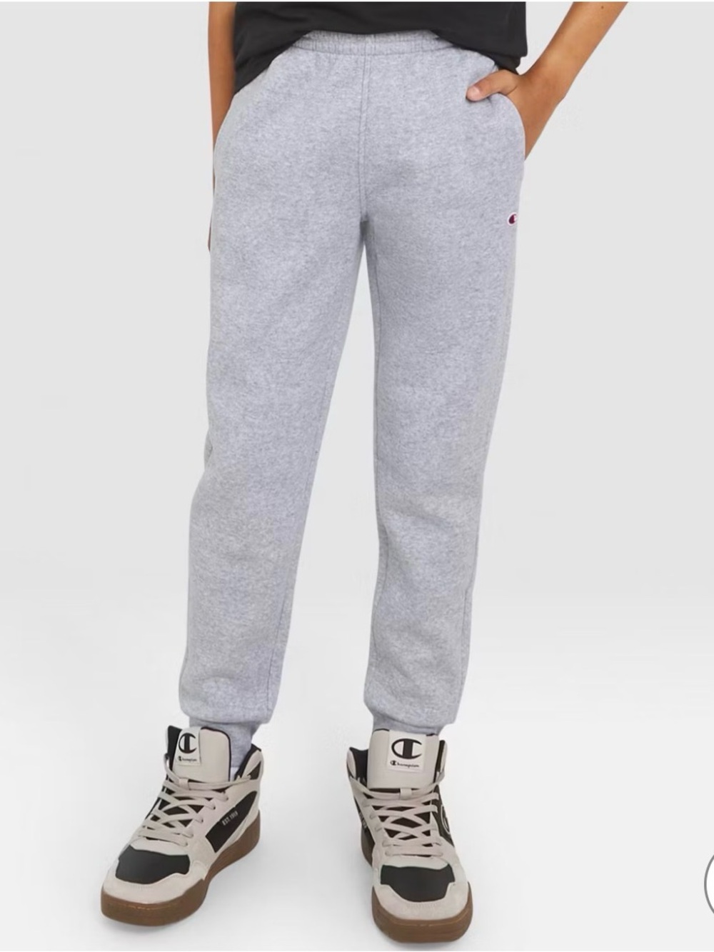 Champion Light Gray Sweatpants with Subtle Logo bundle 2 pants size Lkids